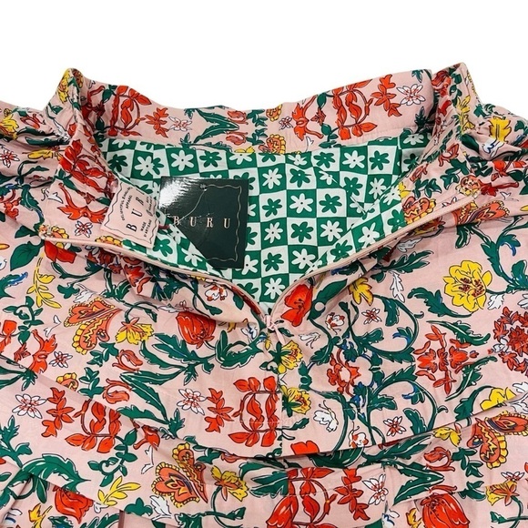 Buru Teagan Floral Print Tiered Ruffle Midi Pocketed A-Line Skirt NWT Party - Picture 4 of 14